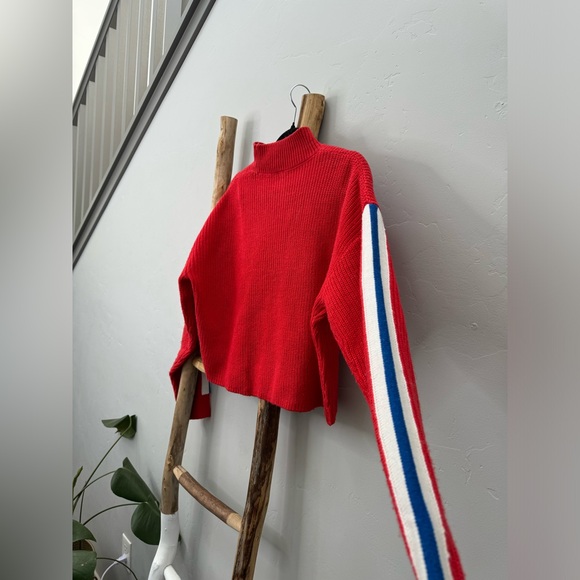 H&M Racer Stripe Crop Top Turtleneck Sweater - Picture 6 of 11